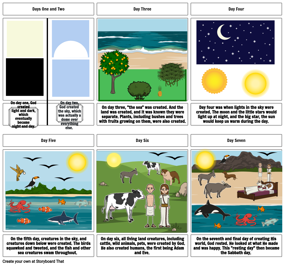 Genesis 7 Day Creation Storyboard by bed449ef