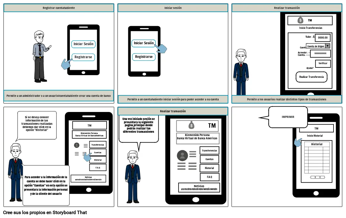 Storyboard aplicación banco