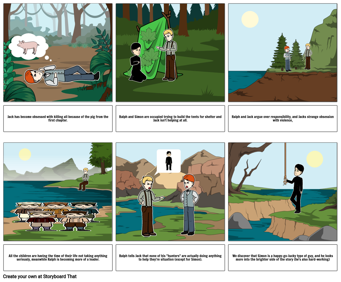LOTF Chapter 3 Summary Storyboard by beleenh