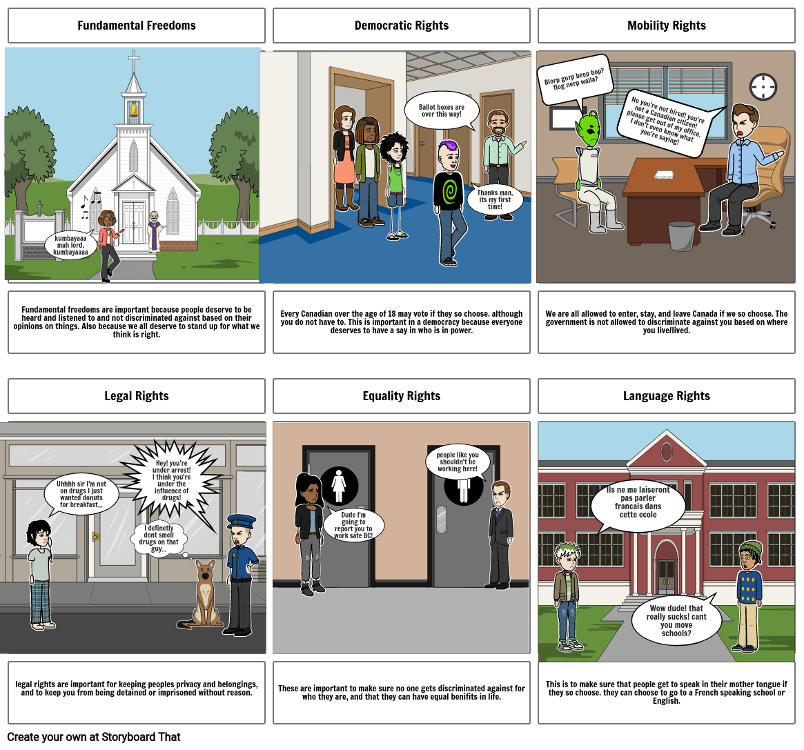 Charter of rights and freedoms Storyboard by bingbongdingdong248