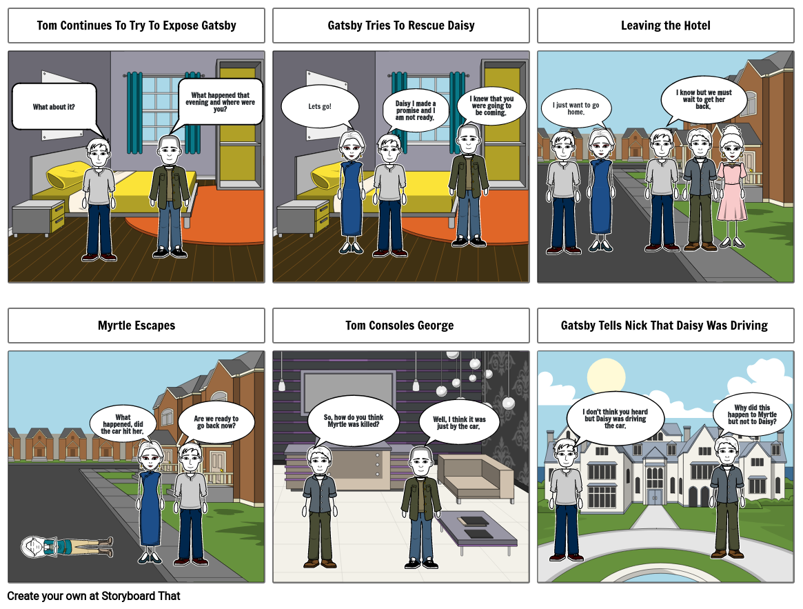 The Great Gatsby Chapter 7 Part 2 Comic Storyboard