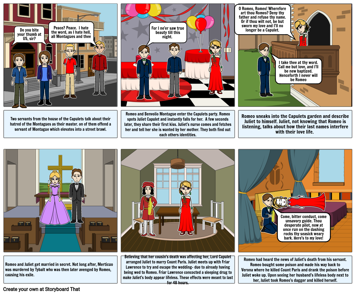 Romeo and Juliet Summary Storyboard by bookworm45