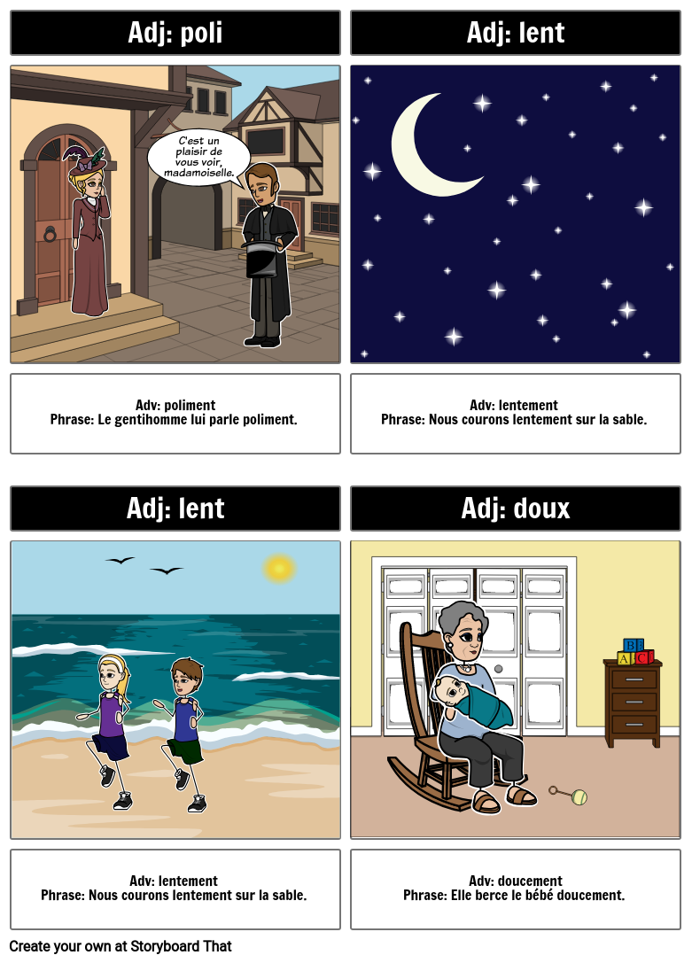 Changing French Adjectives Into Adverbs Storyboard