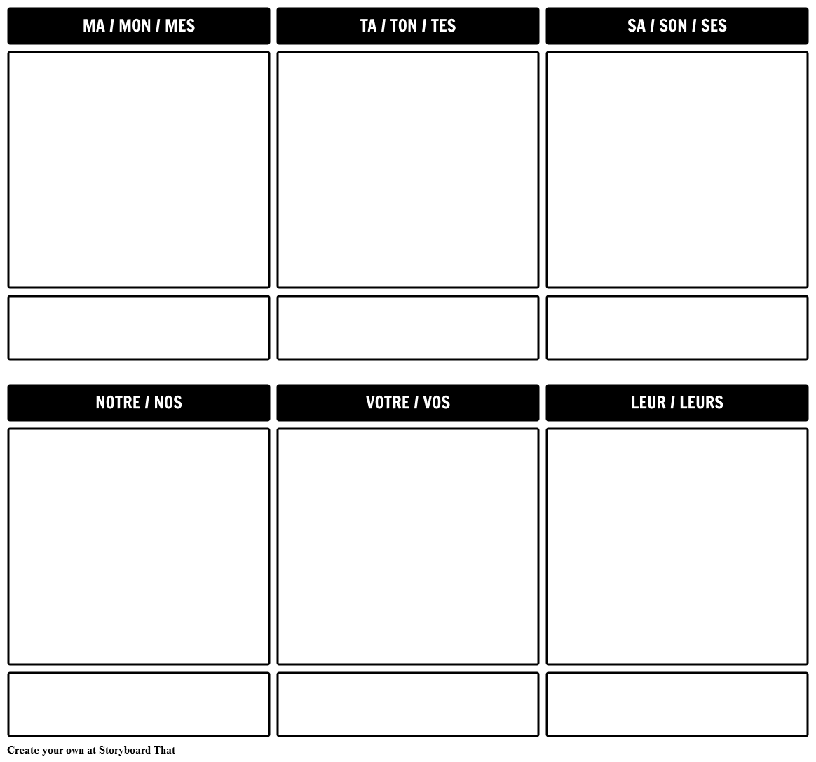 French Possessive Adjectives Template Storyboard