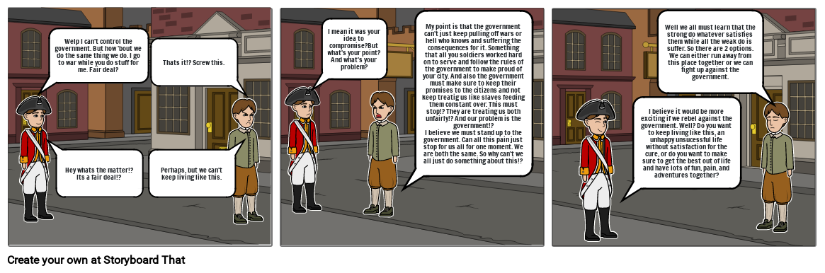 The argument conflict between the British soldier and the colonist