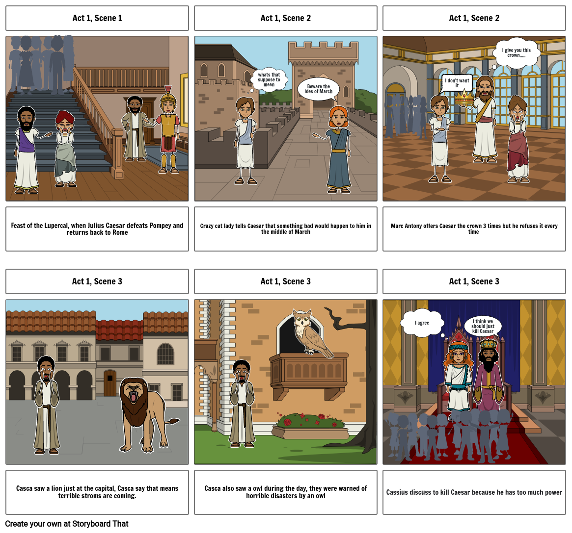 Julius Caesar Act 1 Storyboard Storyboard By C160f873