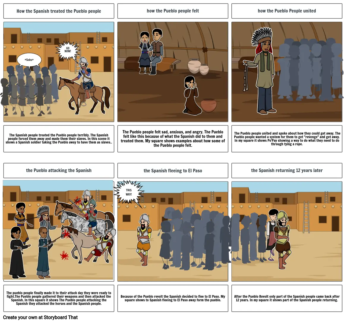 Pueblo revolt story board