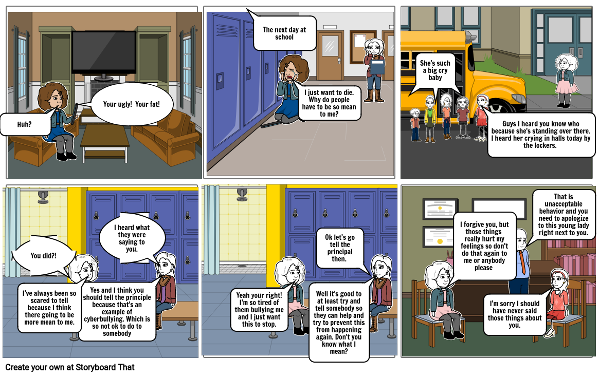 Cyberbullying PE/Health Storyboard by c366ea14