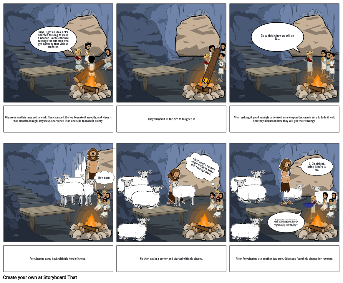 Book 9 Comic Project &quot;Odysseus meets Polyphemus&quot; continuation