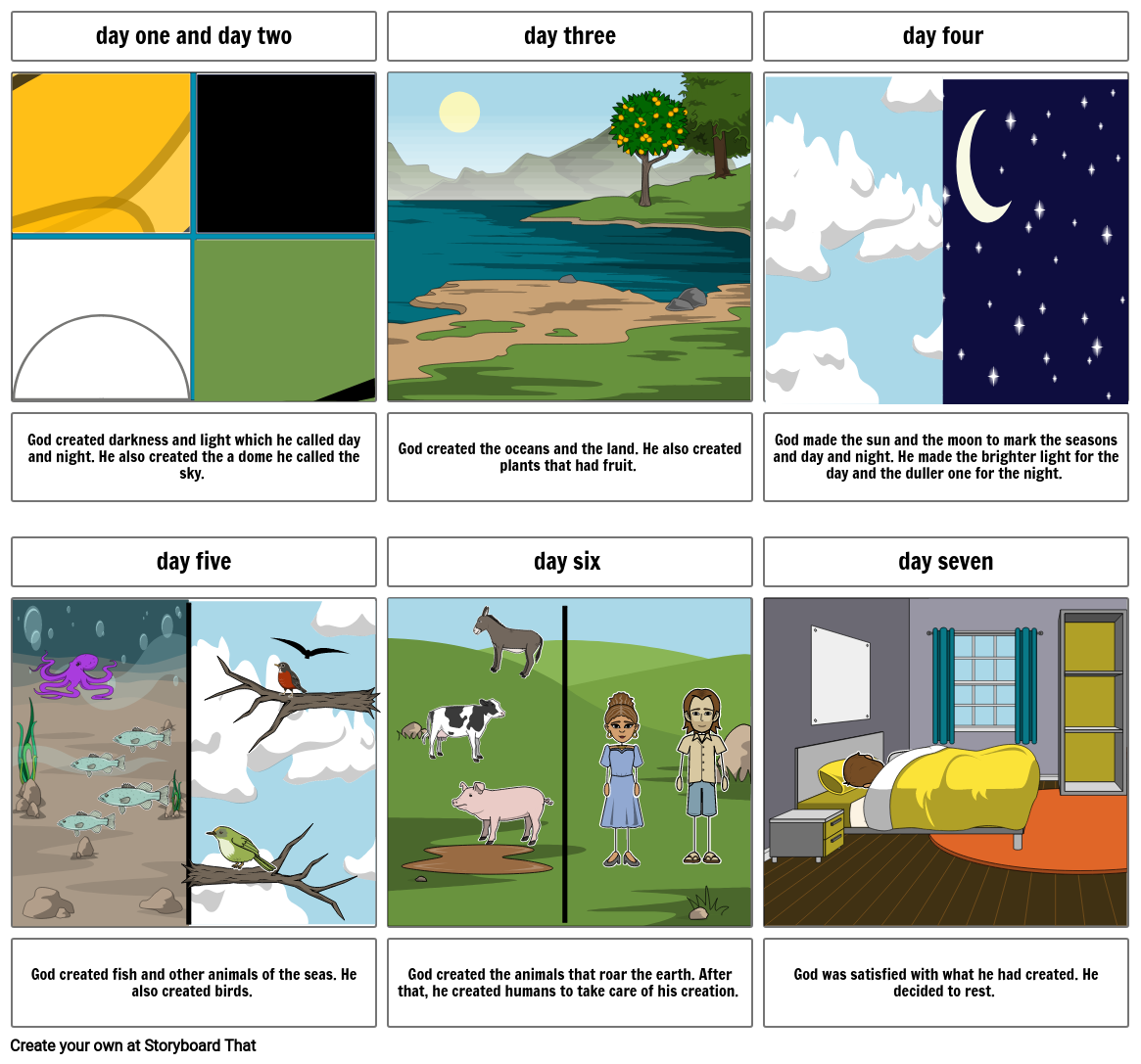 7 days of creation Storyboard by c56a4b3e