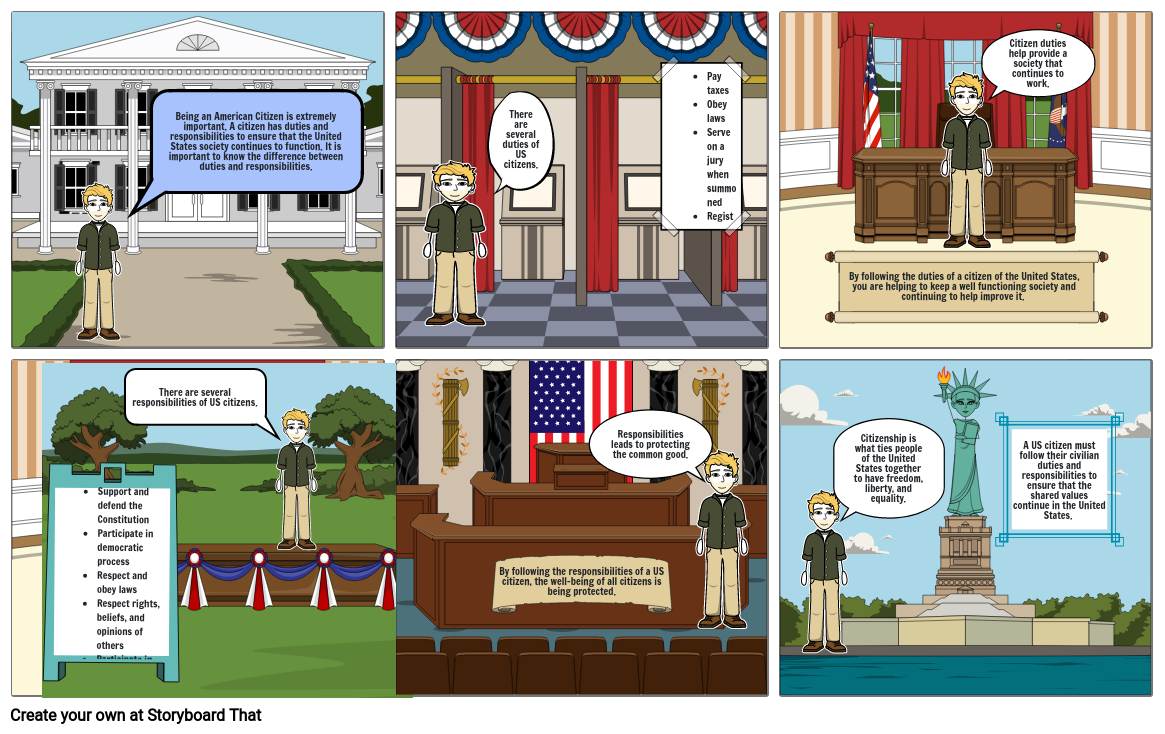 Citizen Duties and Responsibilities Storyboard