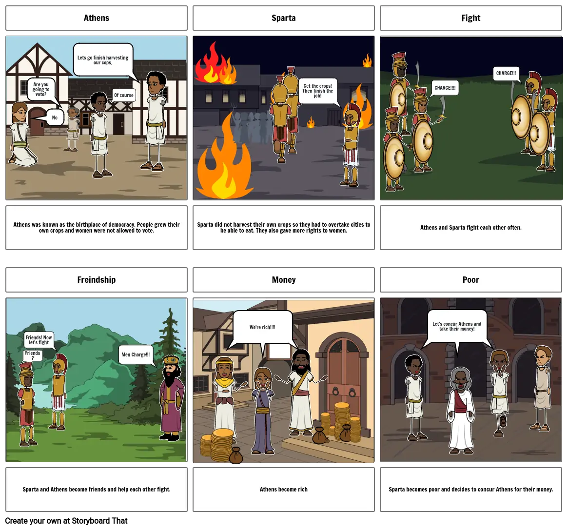 The differences between athens and sparta storyboard