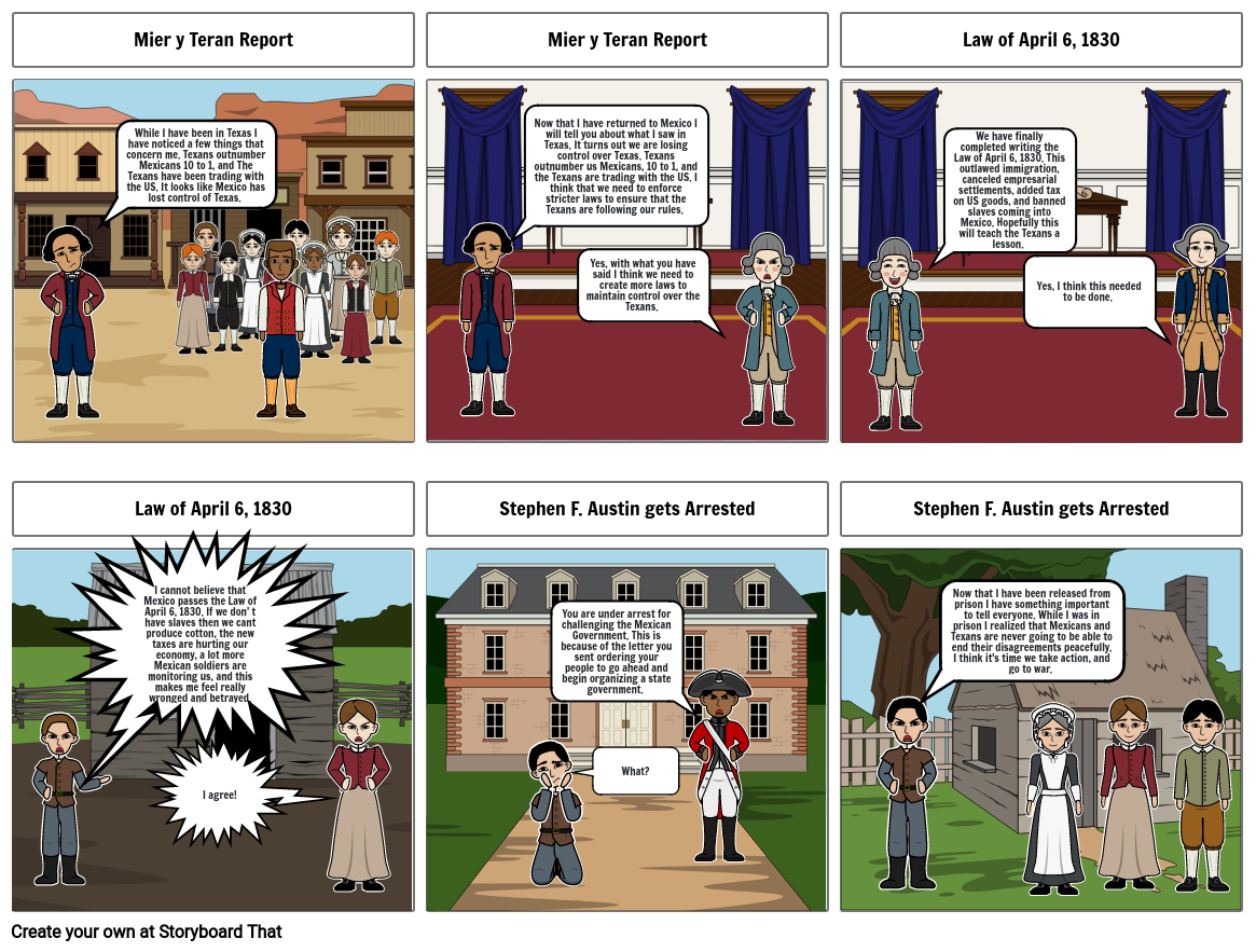 Texas History - Comic Strip Storyboard by c7c0ce06