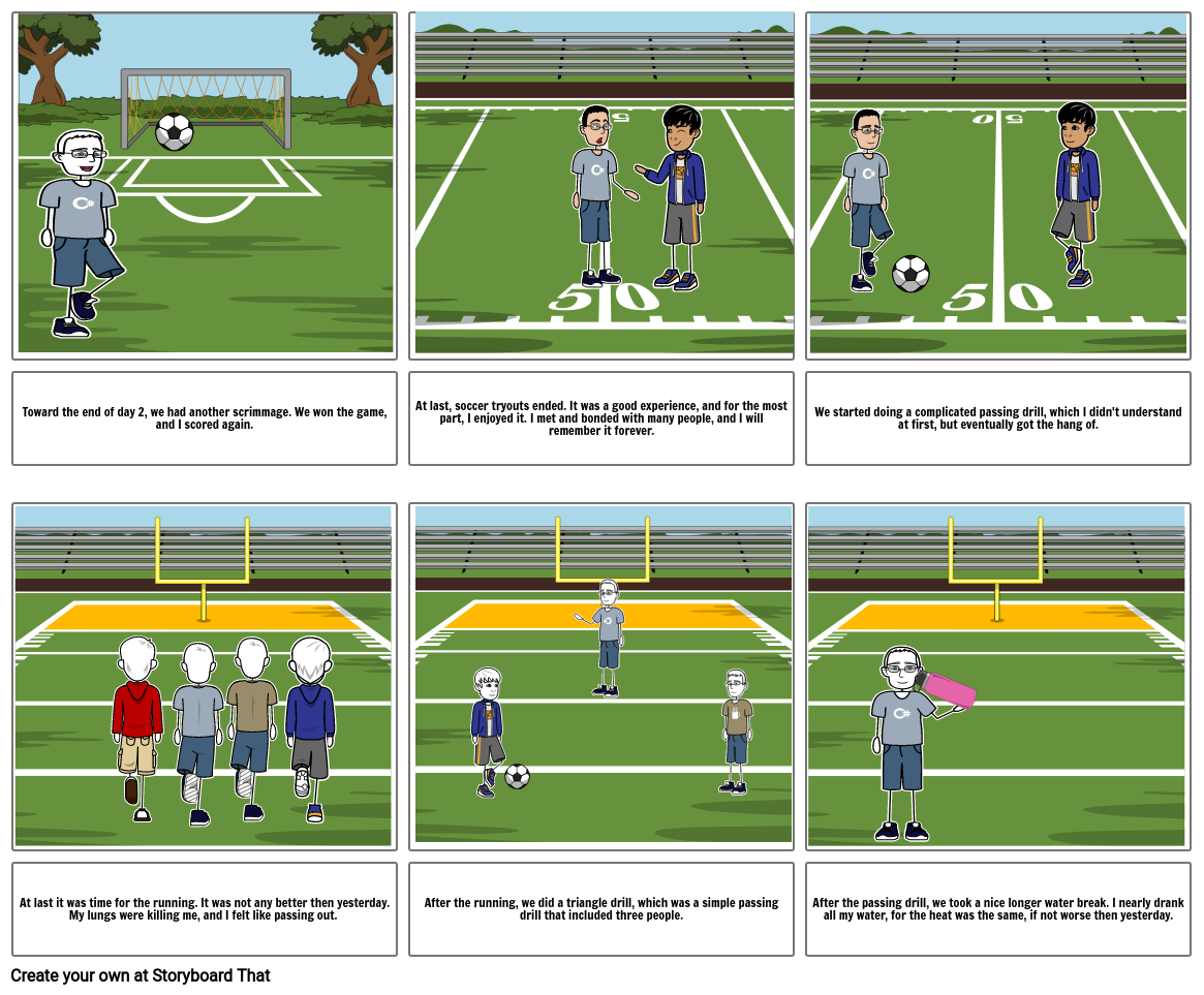 soccer tryouts Storyboard by c9bed520