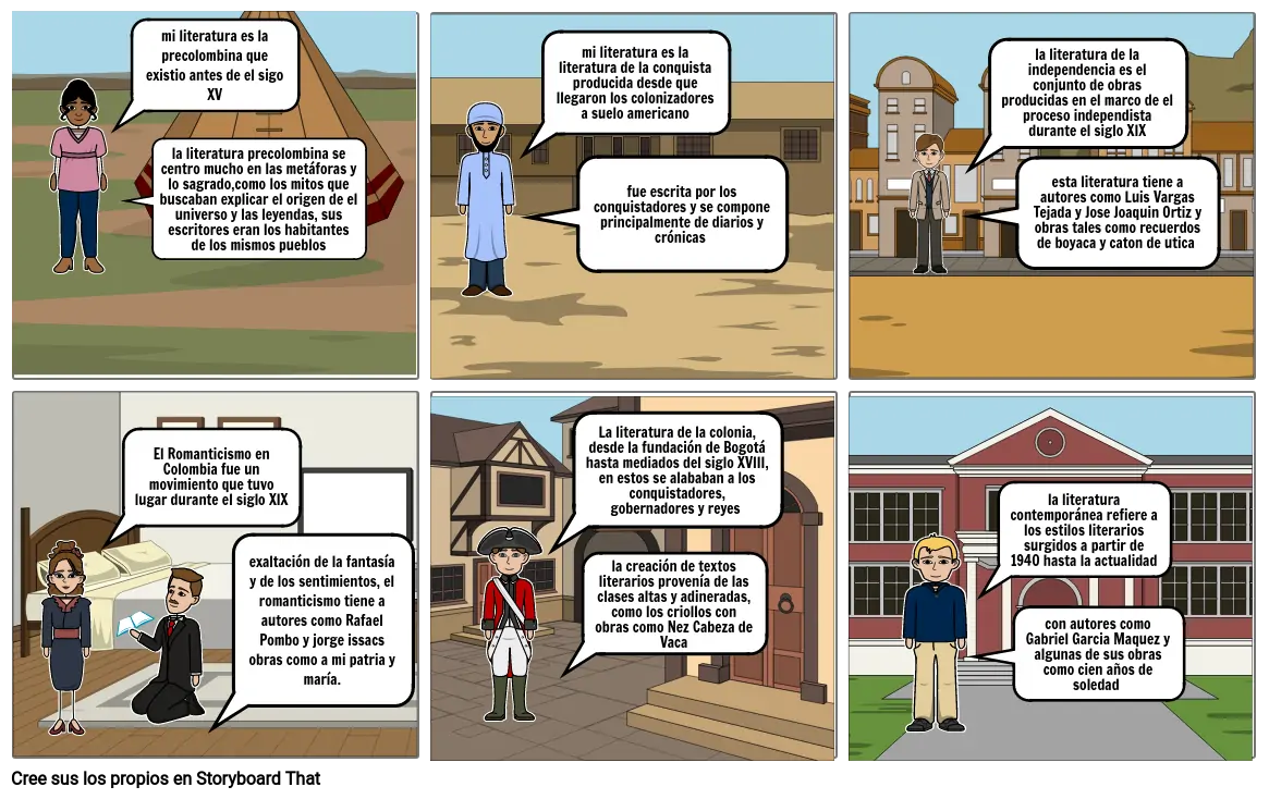 Historia De La Literatura Colombiana Storyboard