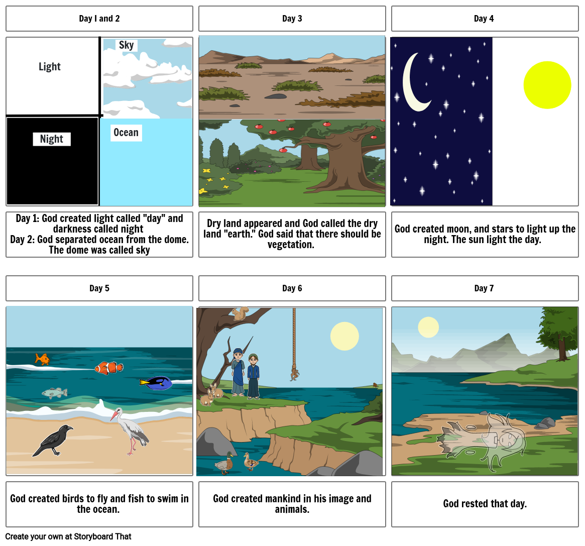 Days of Creation Storyboard by ca4d3cdf