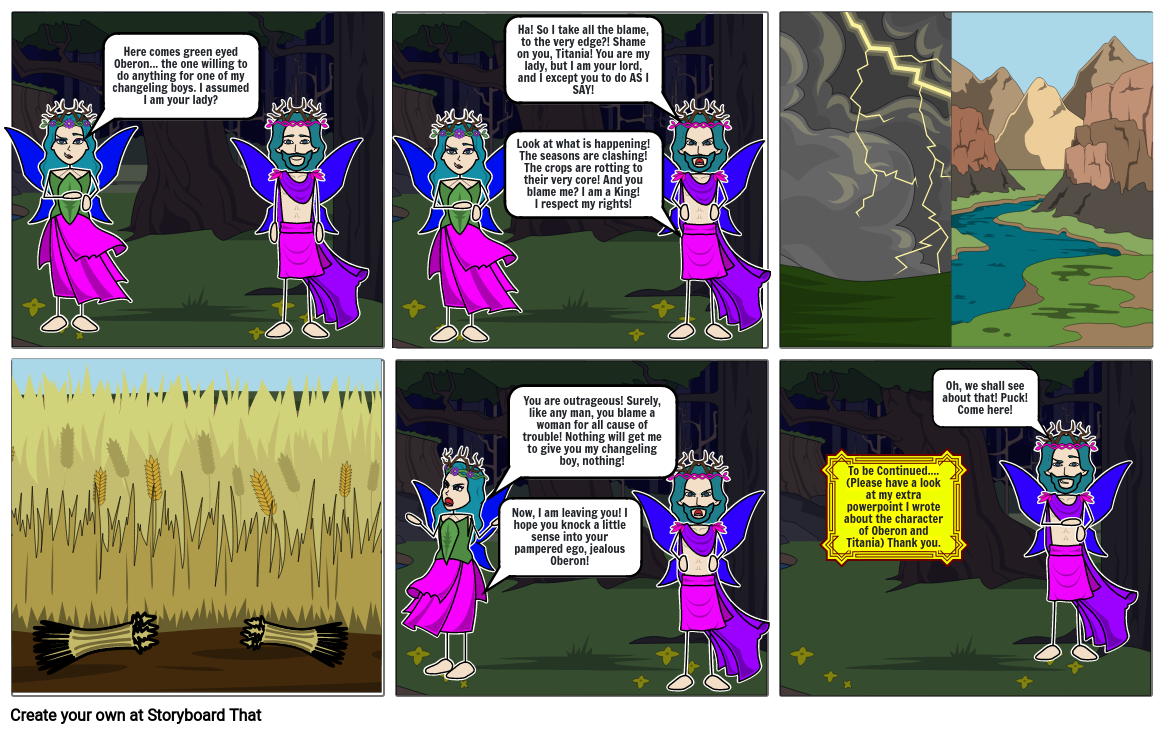 Titania's and Oberon's argument Storyboard by camillaxcoolio