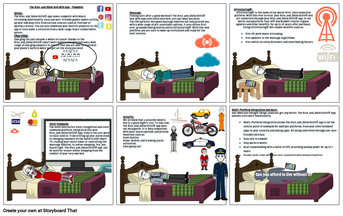 Storyboard For Rise Module The Rise and Shine Bed with integrated APP Storyboard