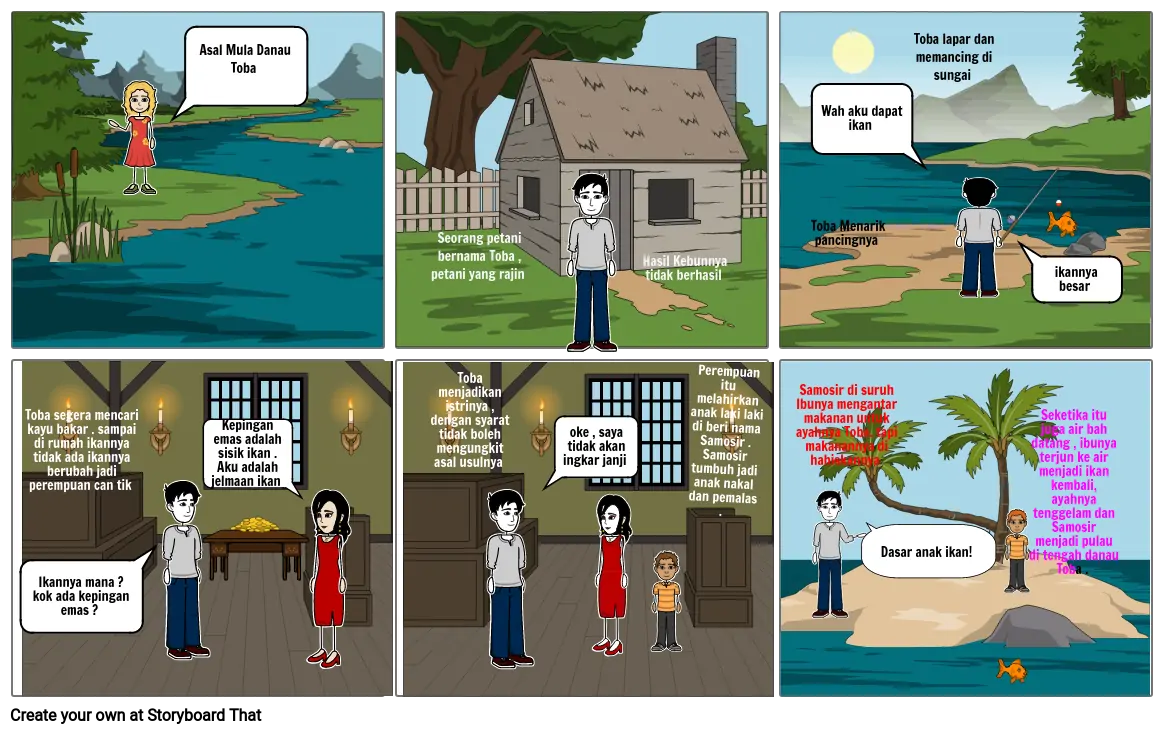 storyboard TIK dan Bahasa Indonesia Saras / 4B / 31 Danau Toba 