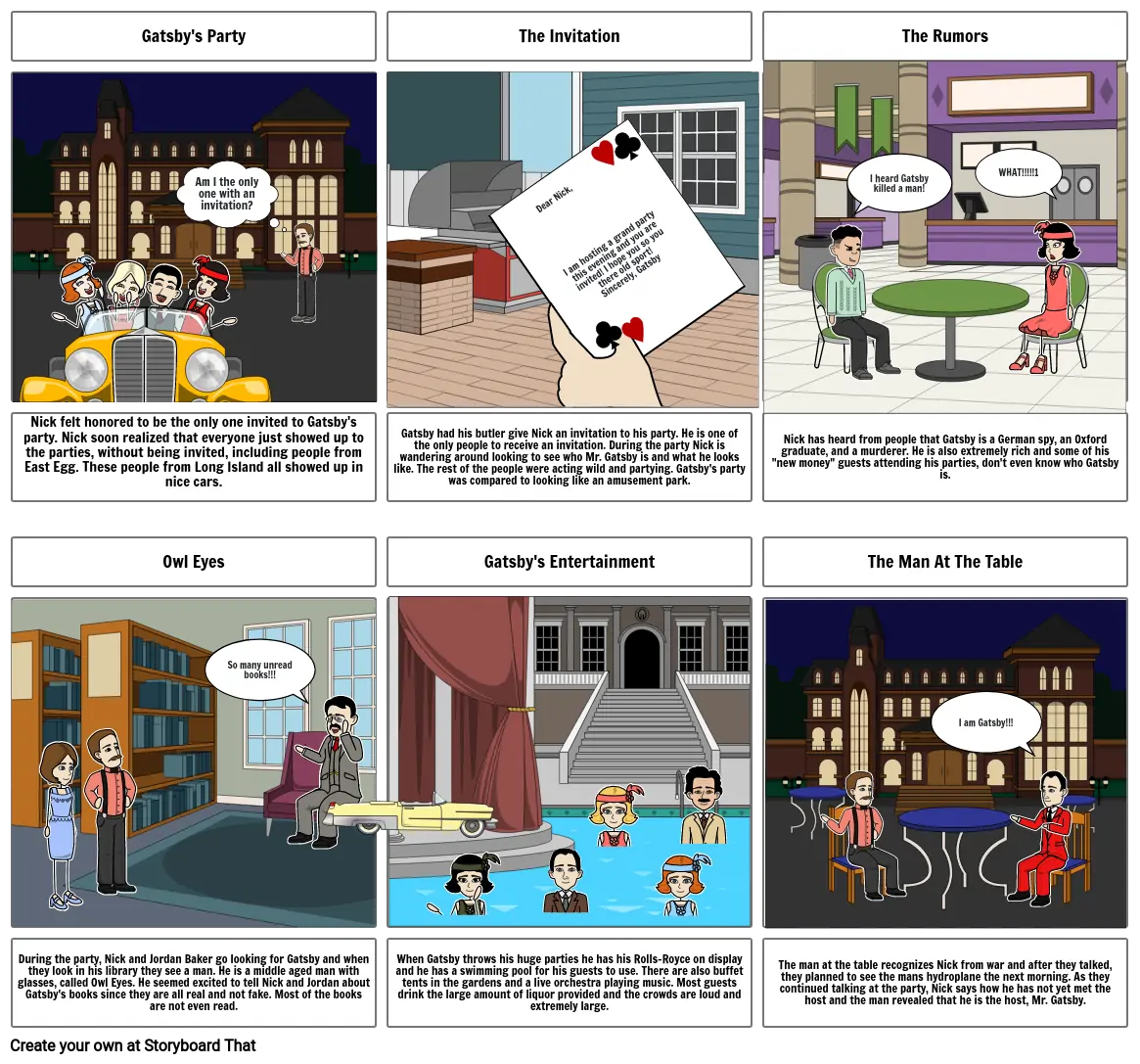 The Great Gatsby Storyboard