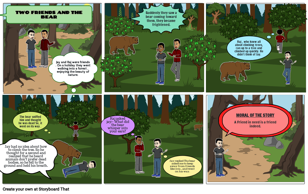 Two Friends And The Bear Story Storyboard By Cdb3cf5d