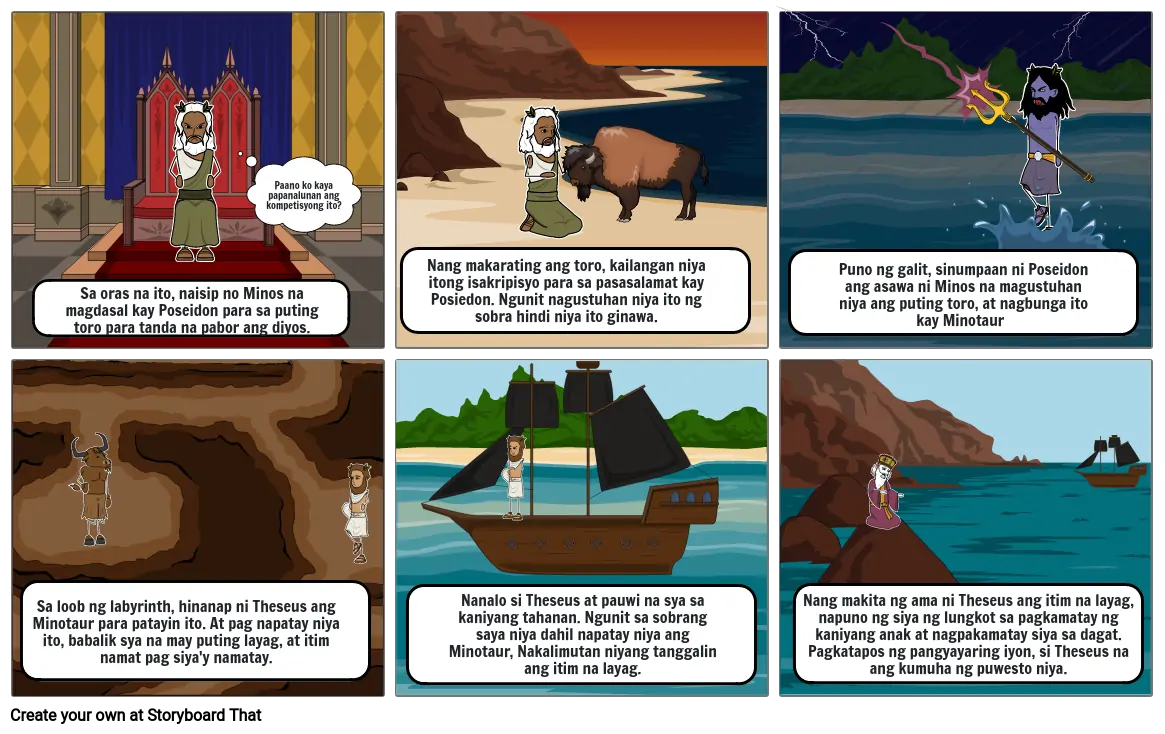 Storyboard That: Minotaur mythology.