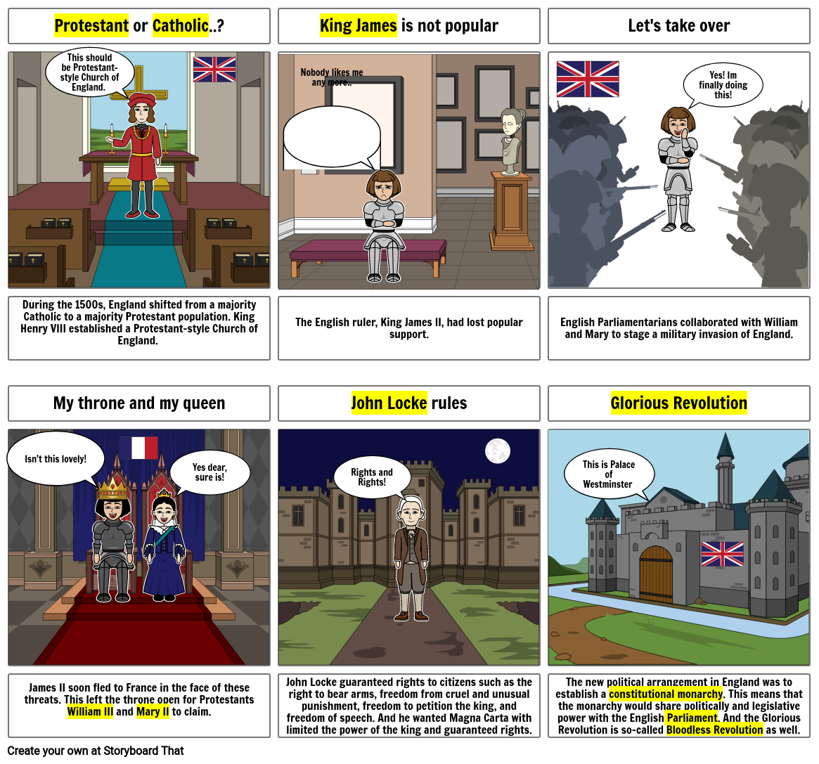 Glorious Revolution Comic Strip Storyboard by cdc64af9