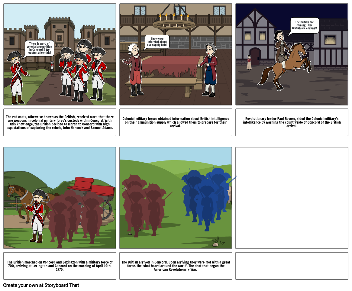 The Battle of Lexington and Concord Storyboard