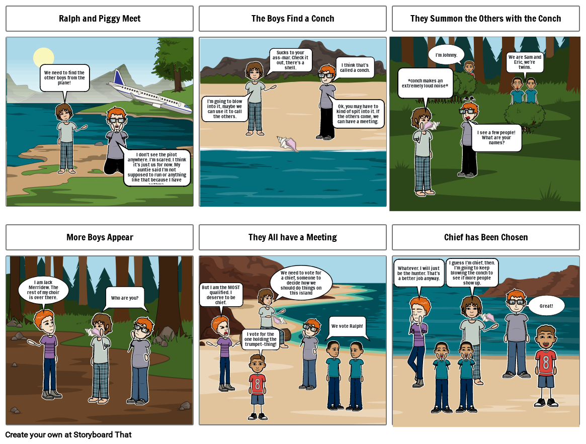 Lord of the Flies Chapter 1 Comic Storyboard by cf6aedf6