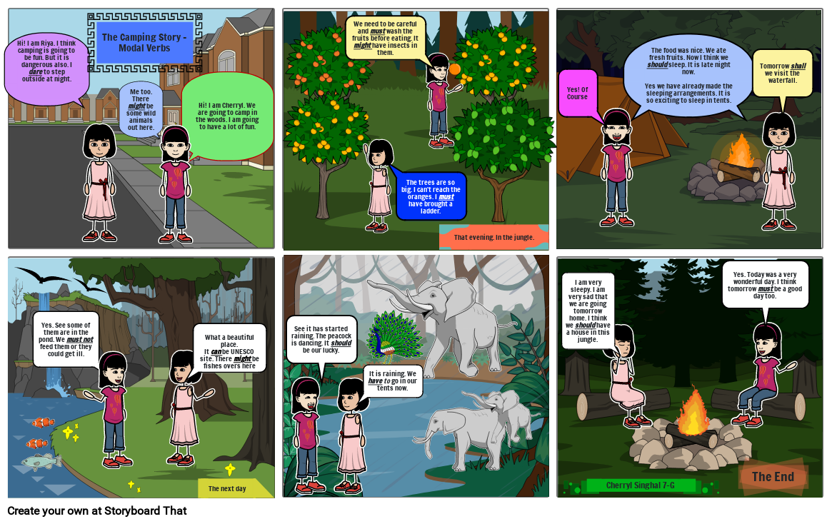 The Camping Story - Modal Verbs Storyboard by cherryl56112