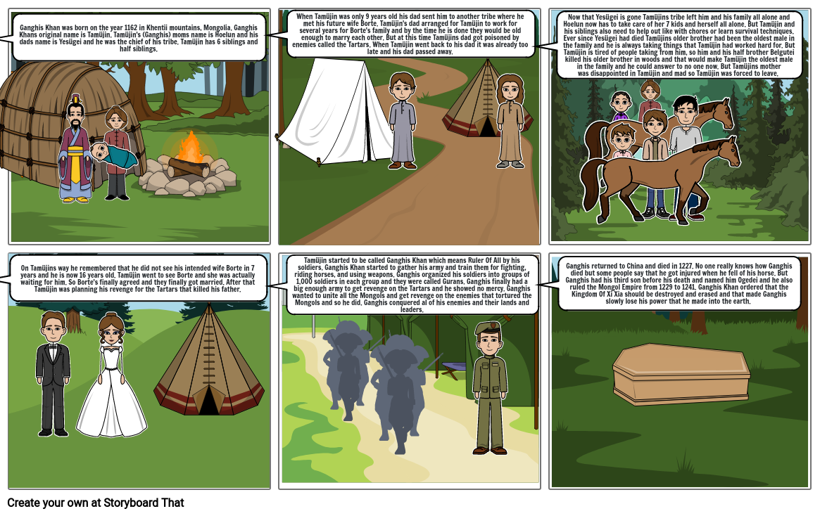 Ganghis Khans life storyboard Storyboard by cis12015