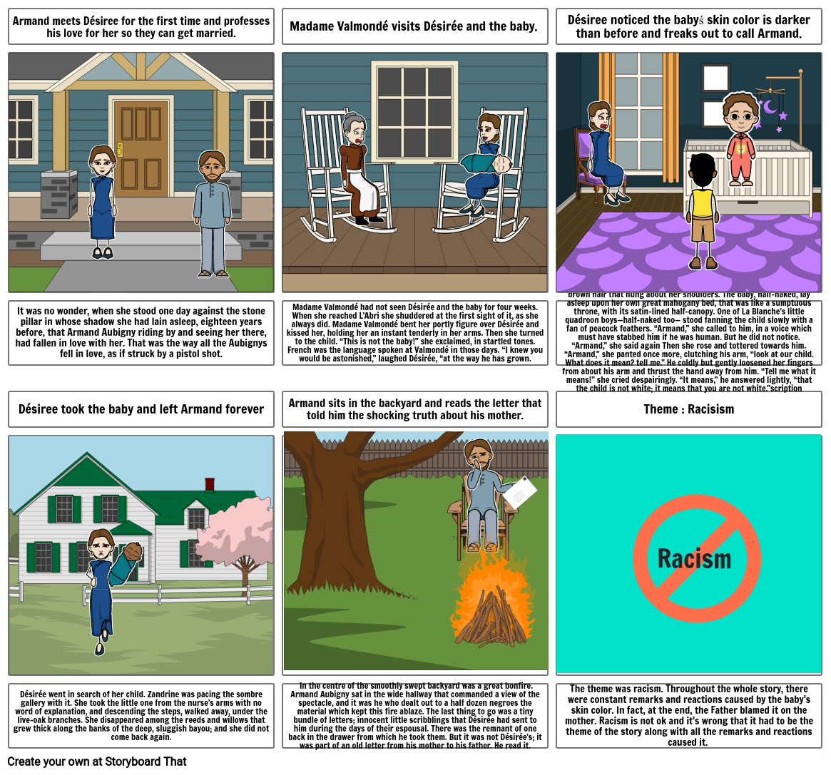 Desiree's Baby Summary Assignment Storyboard by cjohnson4881