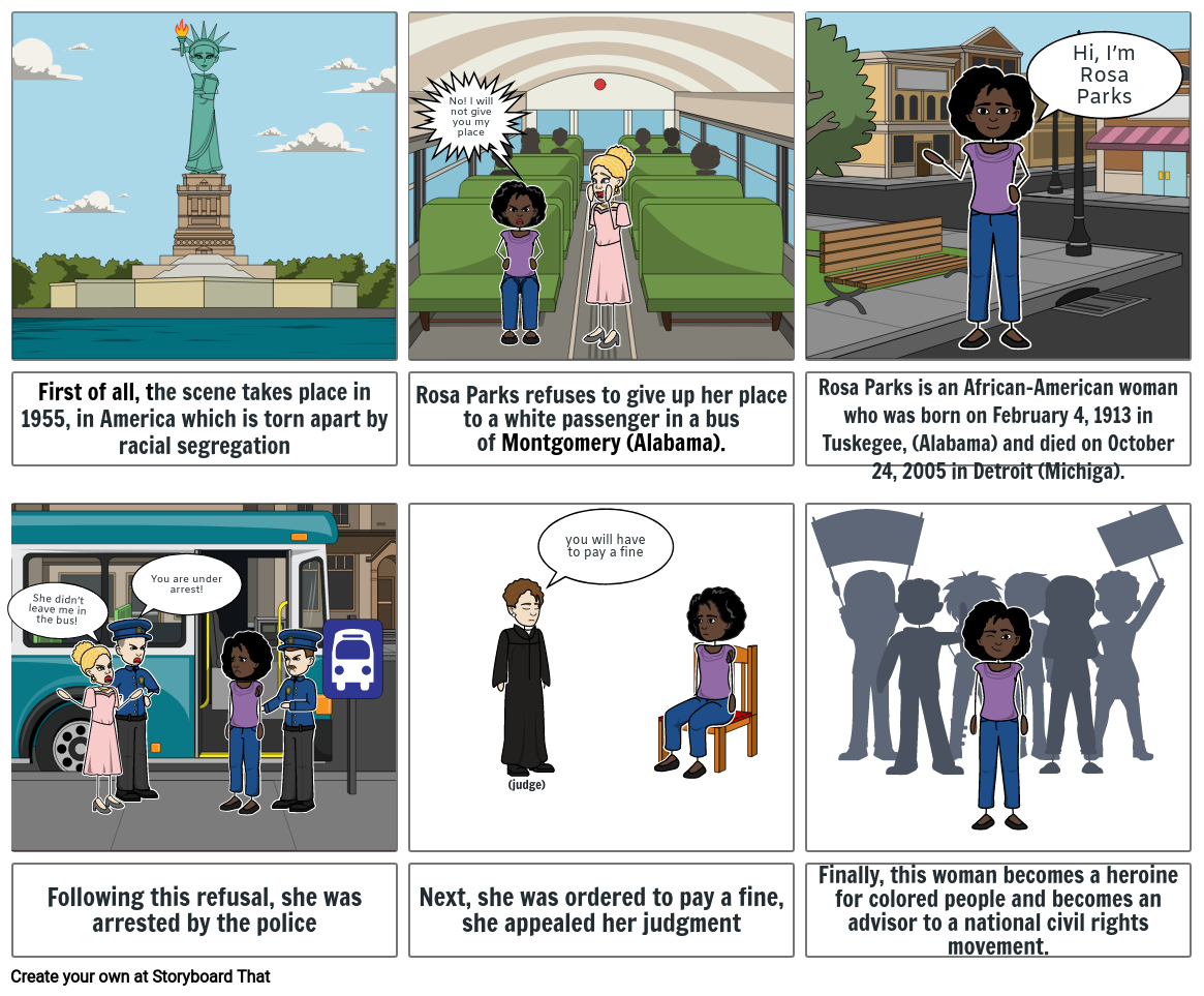 Rosa Parks Life Storyboard By Clairebcq 