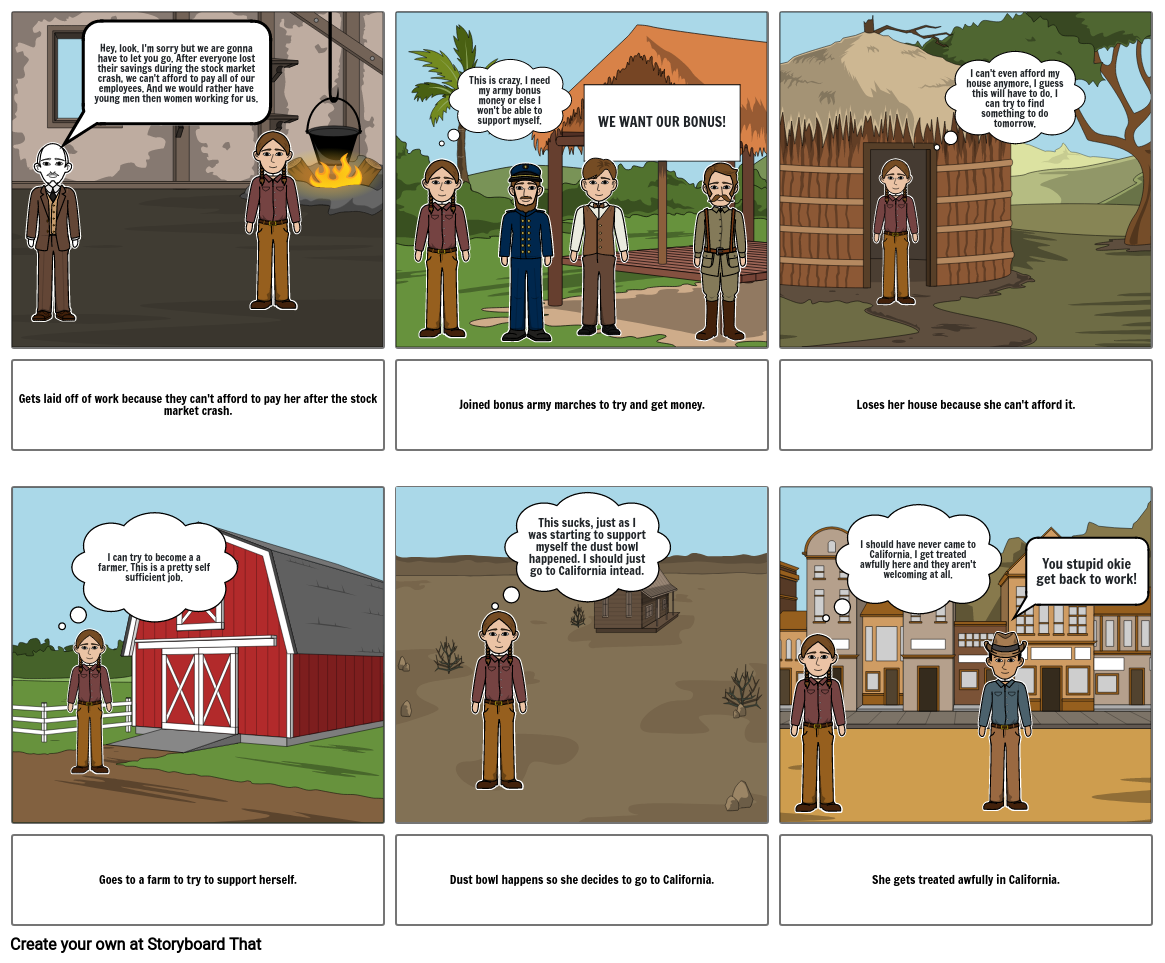 The Great Depression Sotryboard Storyboard por clairej05