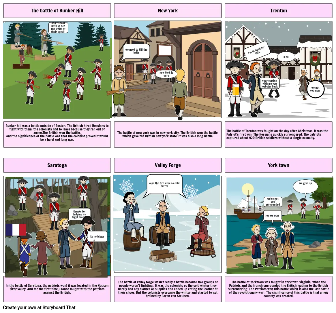 rev war story board