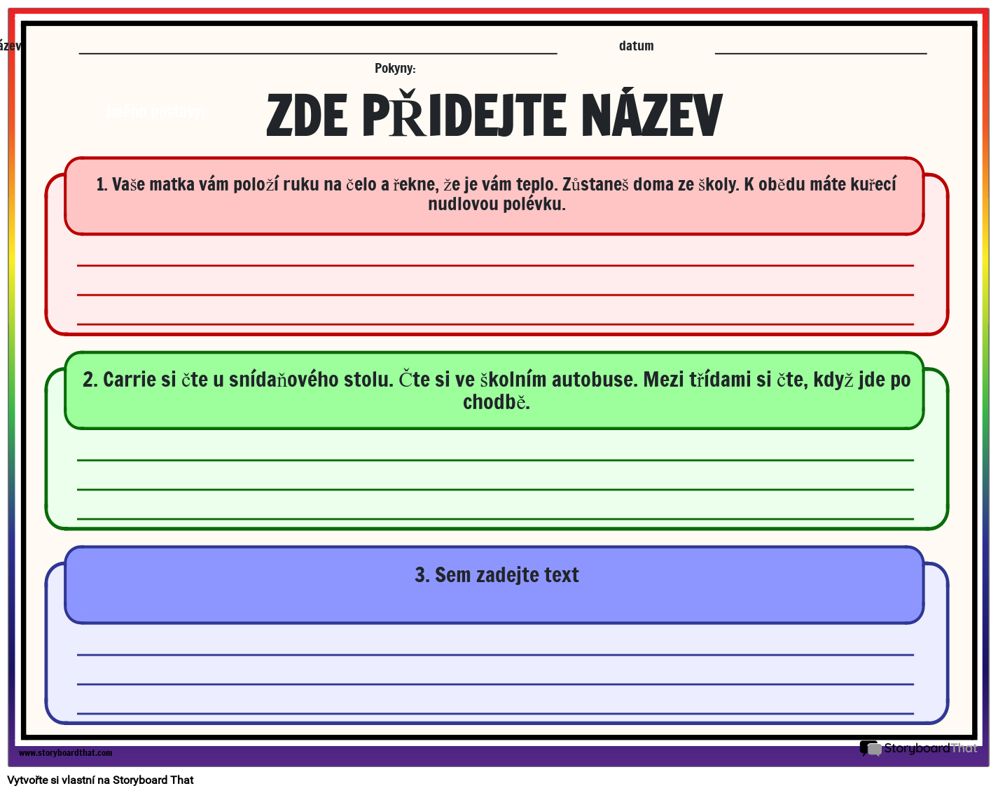 Co se Děje? - Pracovní List se Závěry Storyboard