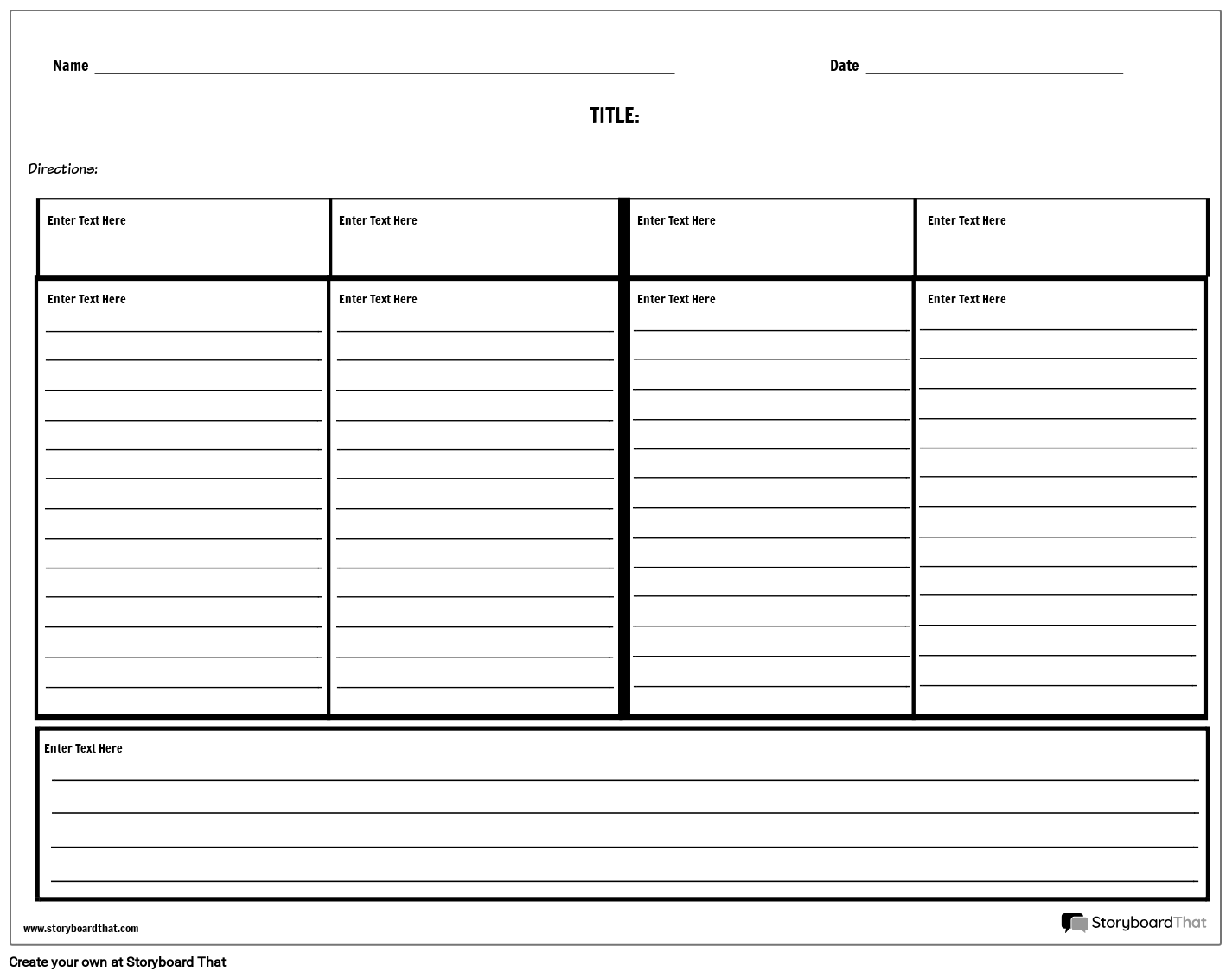 Čtyři sloupcové poznámky s řádky a shrnutí