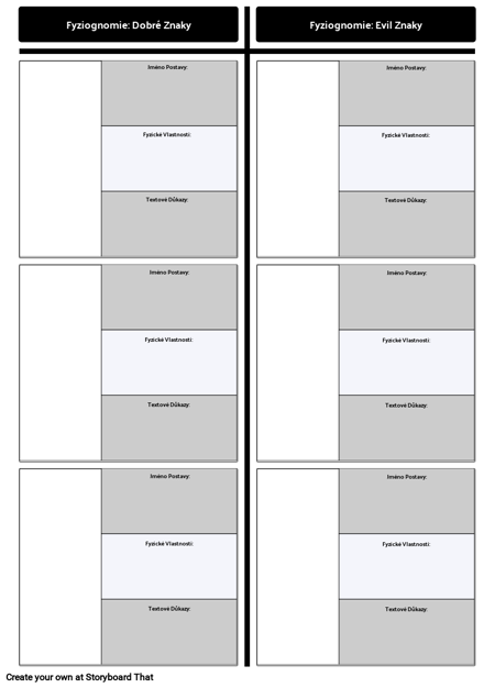 Fyziognomie Srovnání Chart Template