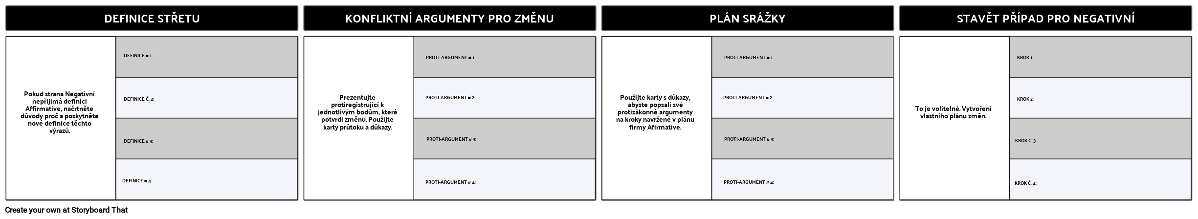 Negativní Konstruktivní Template Speech Storyboard
