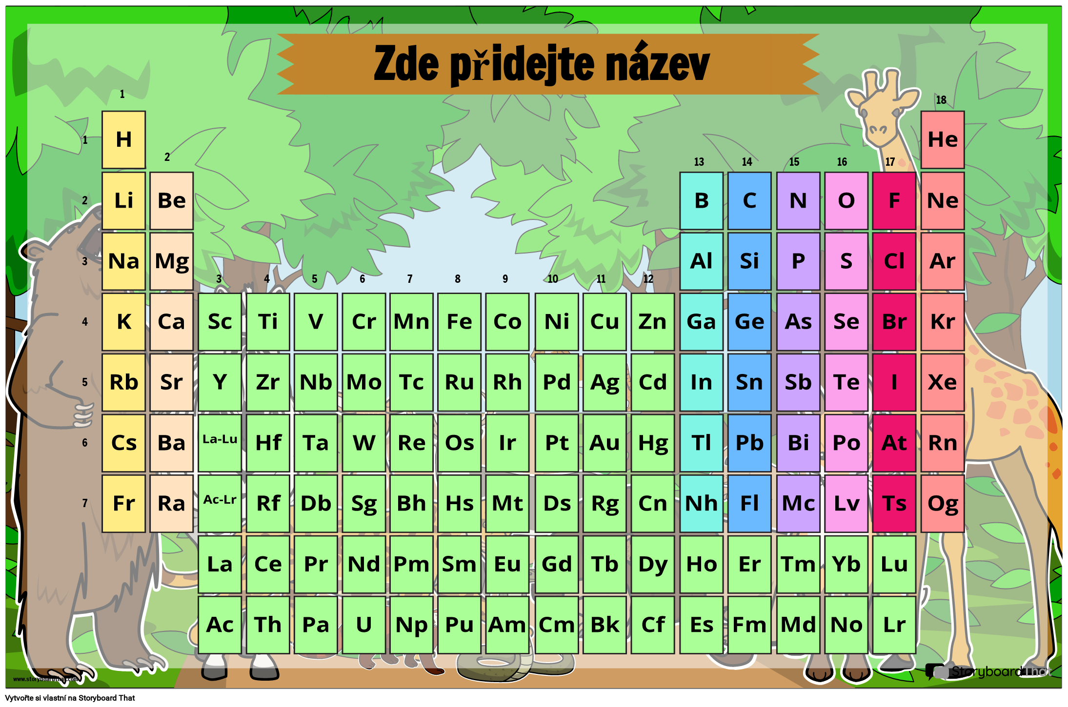 Plakát Periodické Tabulky na Téma Safari Storyboard