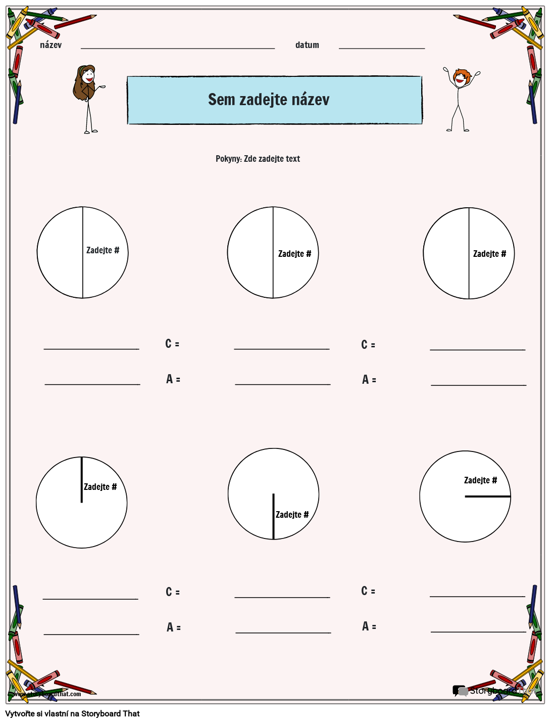 Plocha a obvod kruhu barevné Storyboard por cs-examples