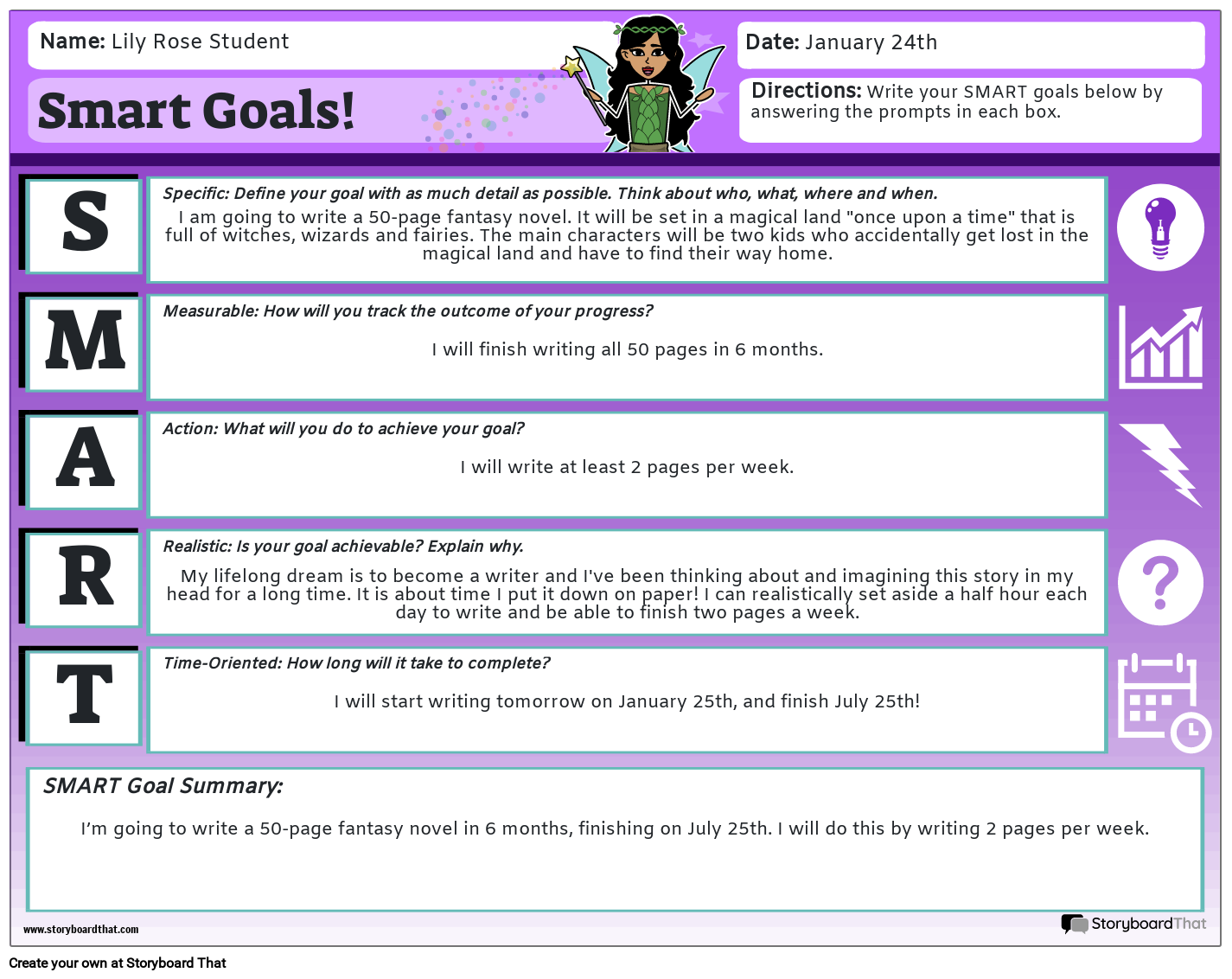 P klad Pracovn ho Listu Smart Goals Storyboard