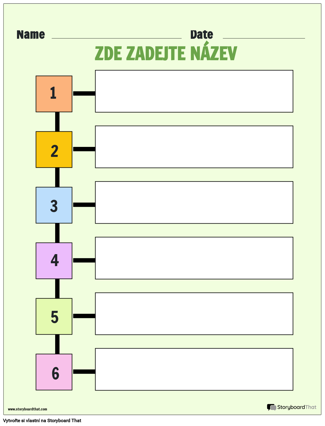 Tisknutelný list se seznamem vrstev Storyboard