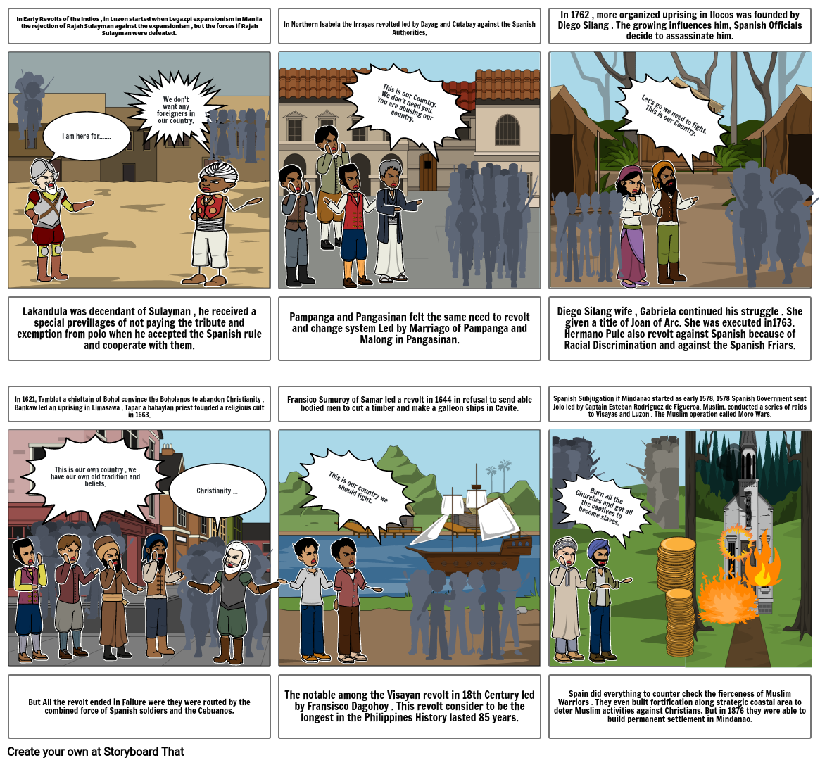 The Early Revolts of the Indios Storyboard by cyrene4950