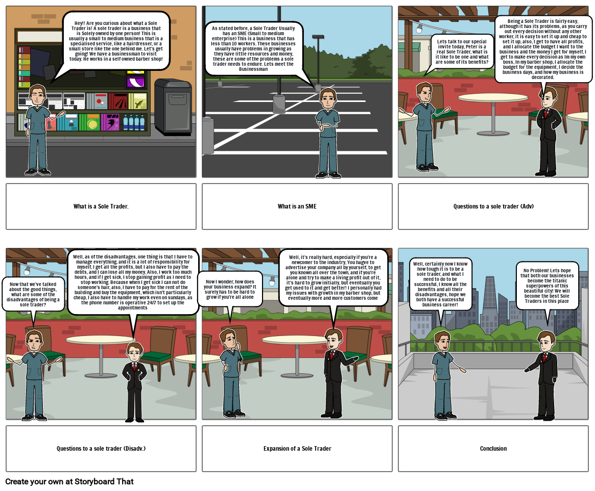 Business Sole Trader storyboard