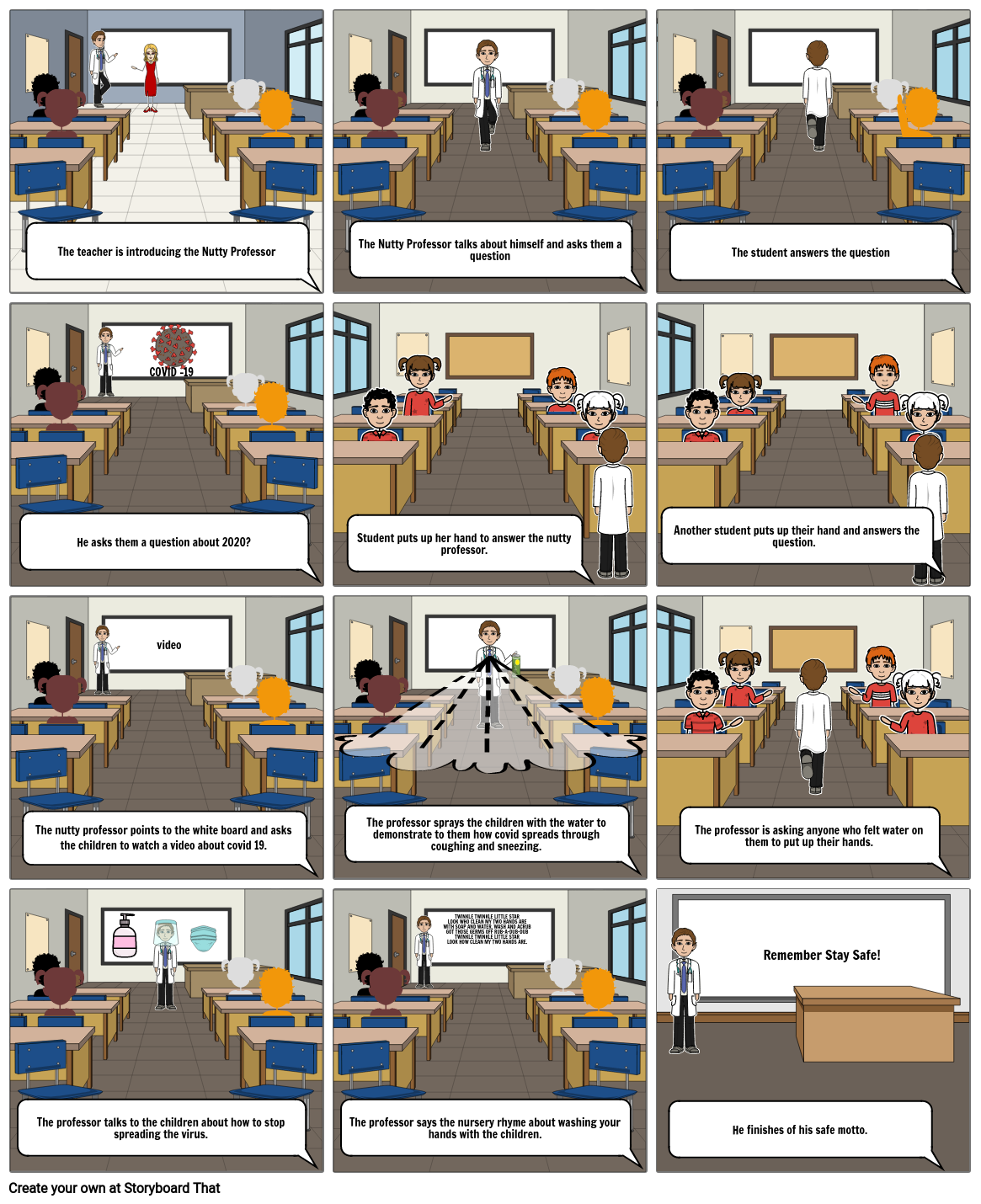 The Nutty Professor comes to school Storyboard