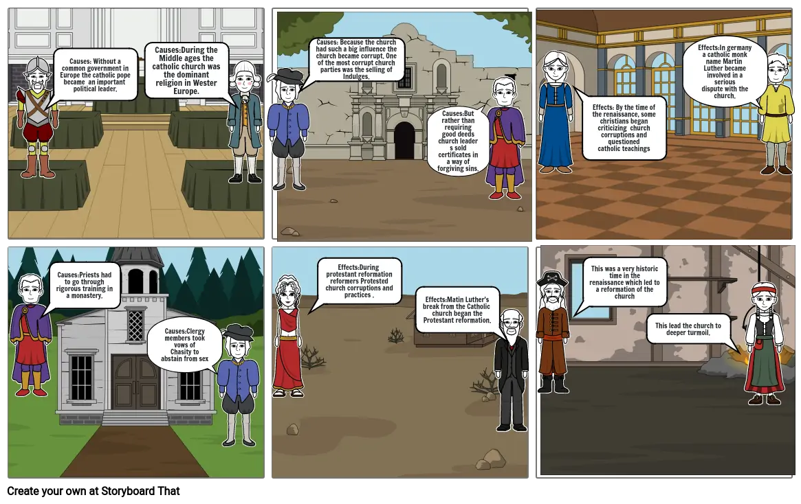 Causes and Effects of Protestant Reformation Comic strip