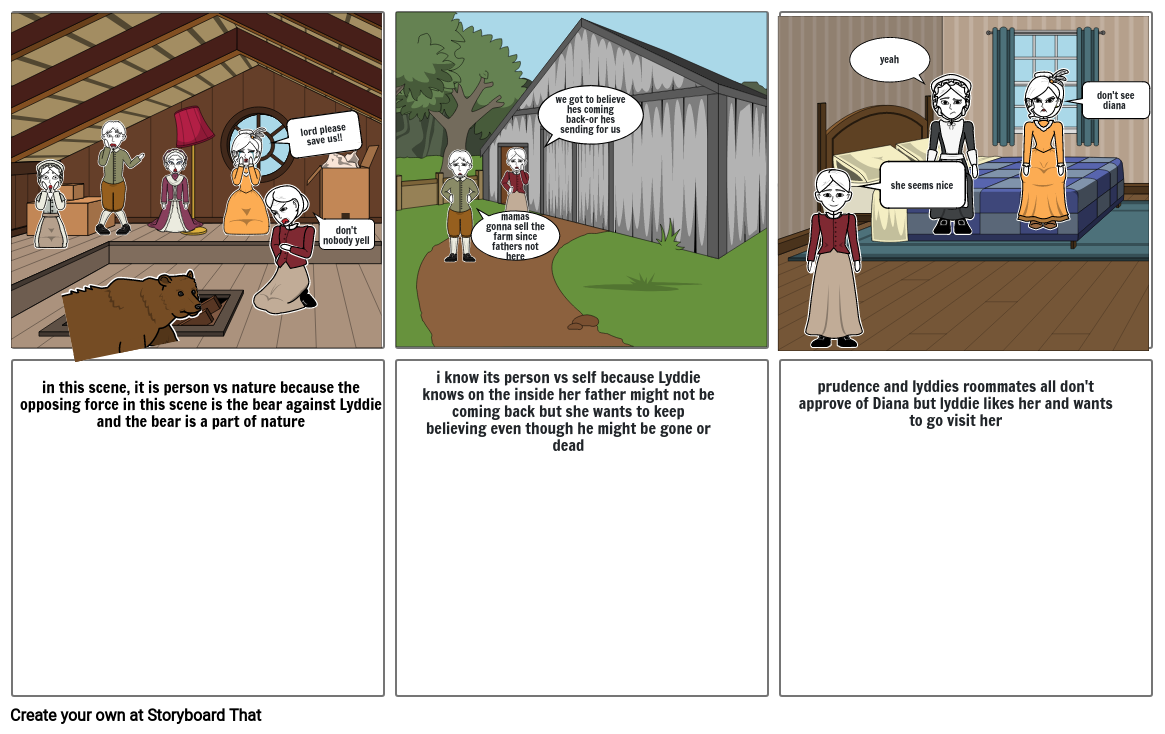 lyddie conflict story board Storyboard by d48dad47