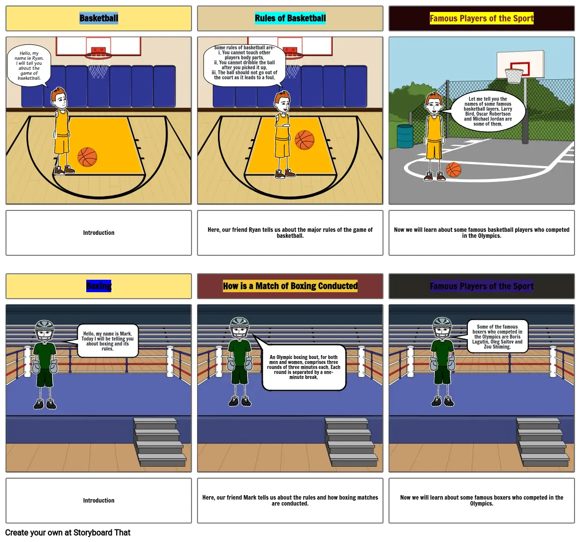 Sports in Olympics Storyboard par d5f0f645