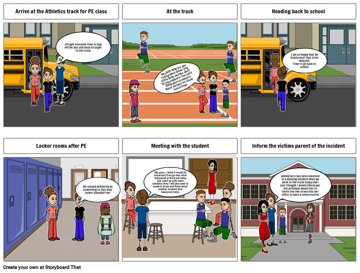 PDHPE bullying scenario Storyboard by d6d96e3a